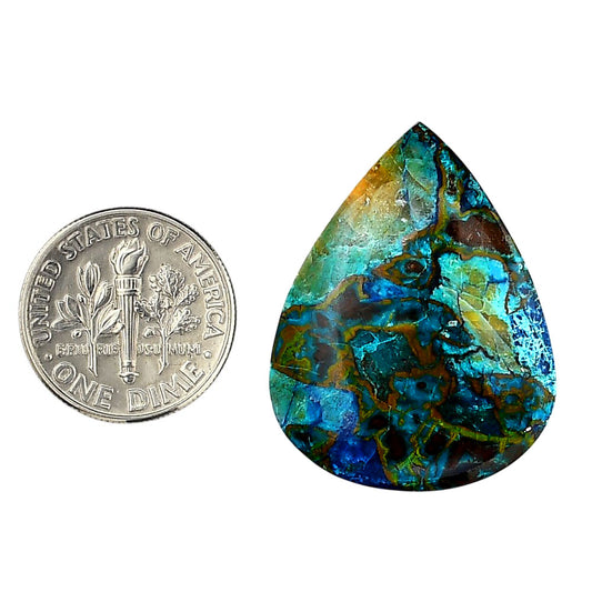 Shattuckite 23.7x30.5x5 mm Pear Shape Polished Gemstone LS39-06154