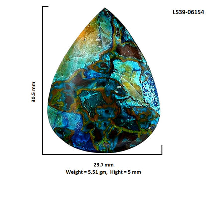 Shattuckite 23.7x30.5x5 mm Pear Shape Polished Gemstone LS39-06154