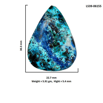 Shattuckite 22.7x30.3x5.4 mm Pear Shape Polished Gemstone LS39-06155