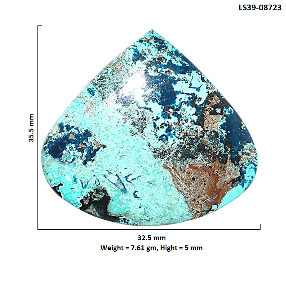 Shattuckite 32.5x35.5x5 mm Heart Shape Polished Gemstone LS39-08723