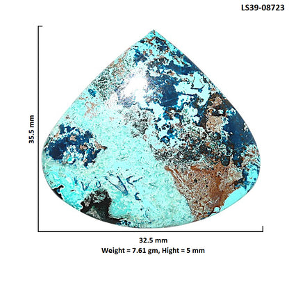 Shattuckite 32.5x35.5x5 mm Heart Shape Polished Gemstone LS39-08723
