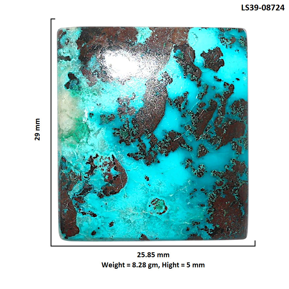 Shattuckite 25.85x29x5 mm Baguette Shape Polished Gemstone LS39-08724