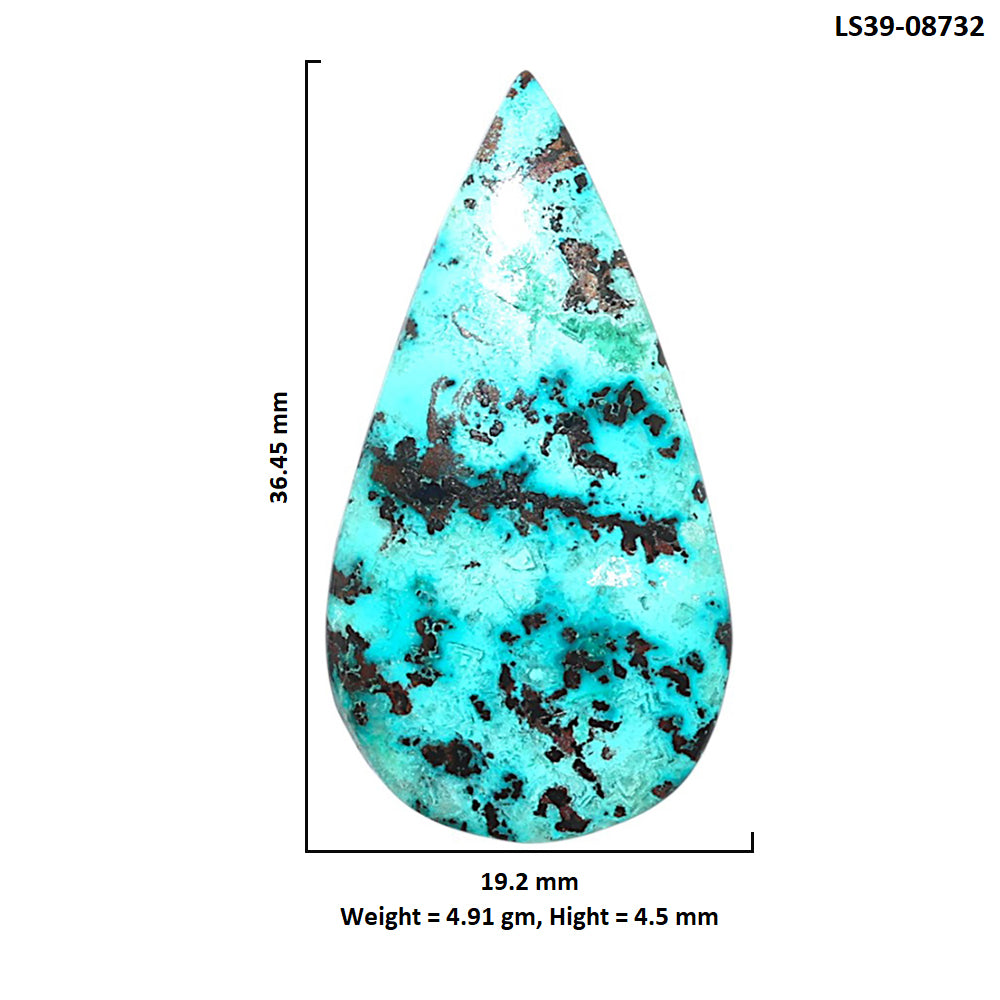 Shattuckite 19.2x36.45x4.5 mm Pear Shape Polished Gemstone LS39-08732