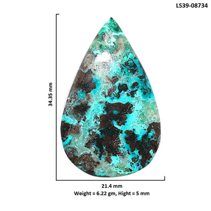 Shattuckite 21.4x34.35x5 mm Pear Shape Polished Gemstone LS39-08734