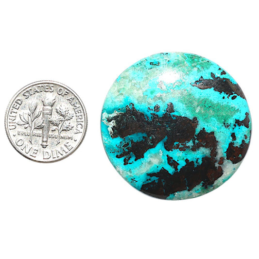 Shattuckite 32.3x32.3x5 mm Round Shape Polished Gemstone LS39-08736
