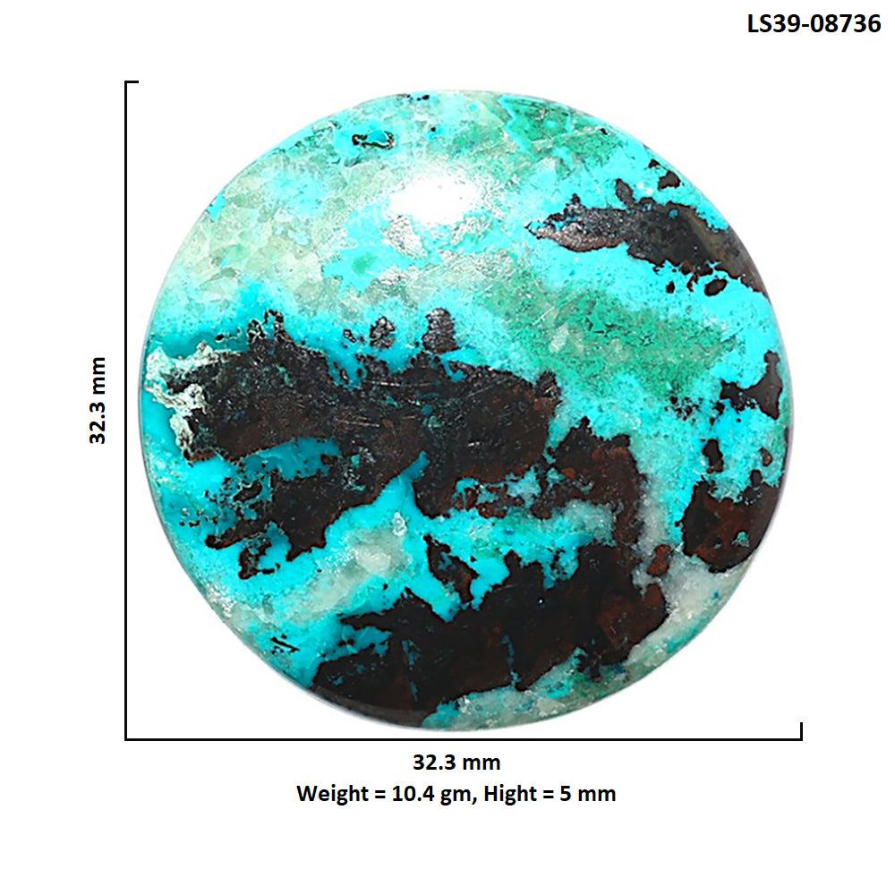 Shattuckite 32.3x32.3x5 mm Round Shape Polished Gemstone LS39-08736