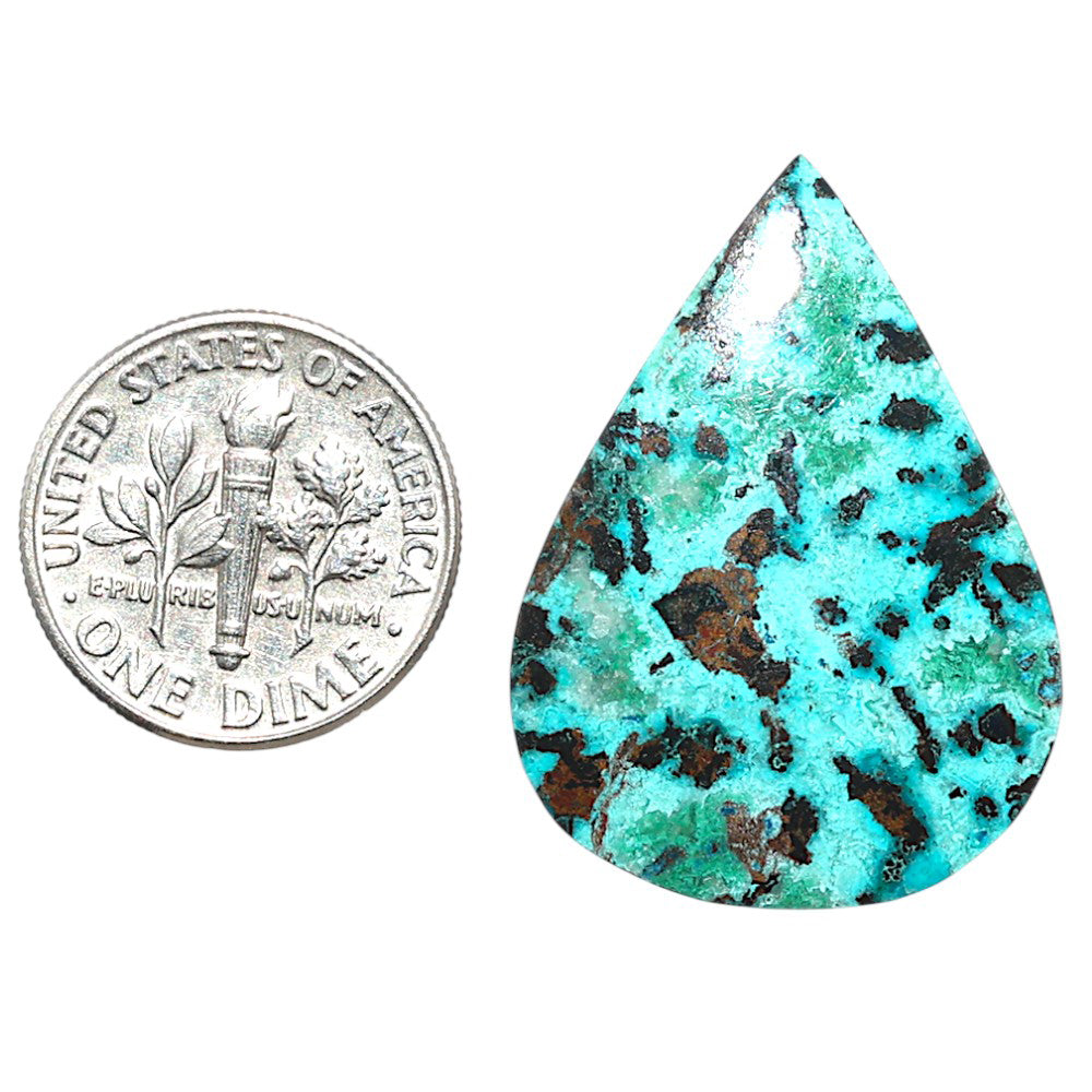 Shattuckite 22.15x30.35x3.5 mm Pear Shape Polished Gemstone LS39-08738