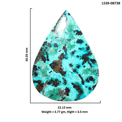 Shattuckite 22.15x30.35x3.5 mm Pear Shape Polished Gemstone LS39-08738