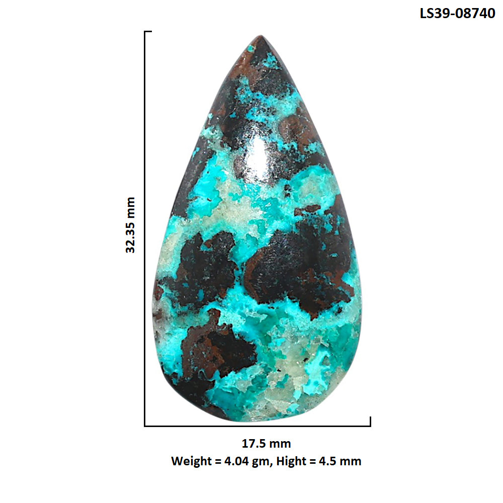 Shattuckite 17.5x32.35x4.5 mm Pear Shape Polished Gemstone LS39-08740