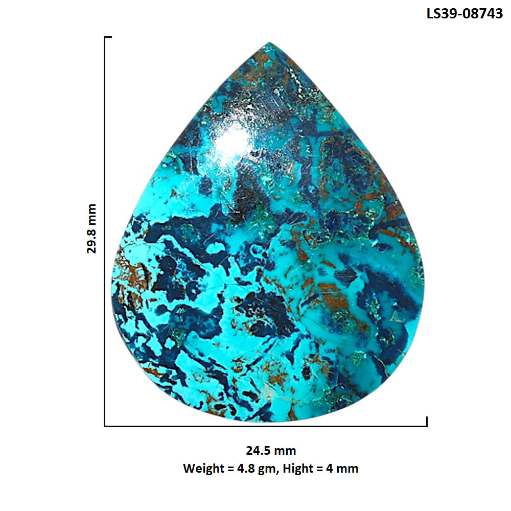 Shattuckite 24.5x29.8x4 mm Pear Shape Polished Gemstone LS39-08743