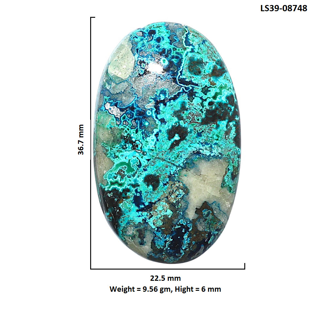 Shattuckite 22.5x36.7x6 mm Oval Shape Polished Gemstone LS39-08748