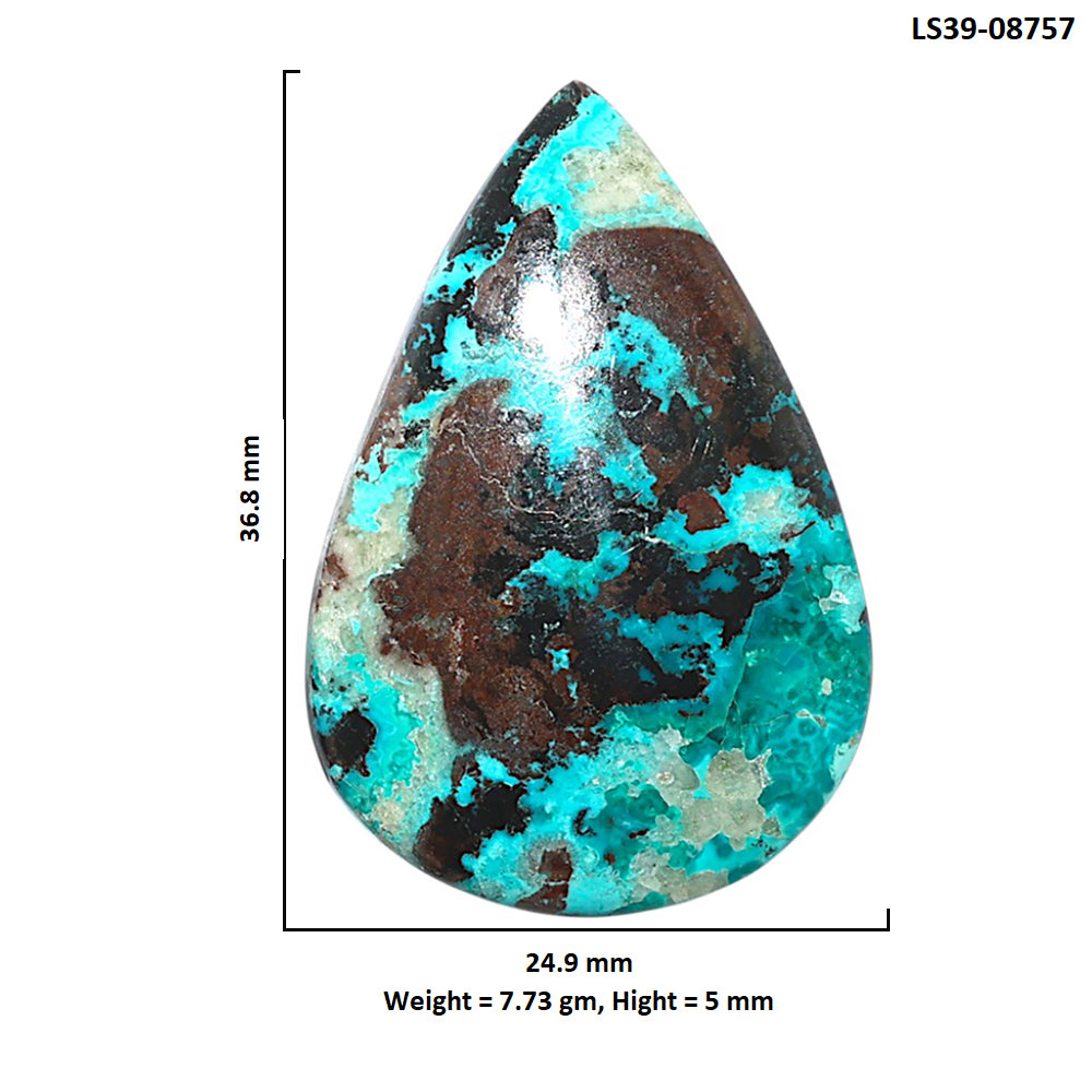 Shattuckite 24.9x36.8x5 mm Pear Shape Polished Gemstone LS39-08757