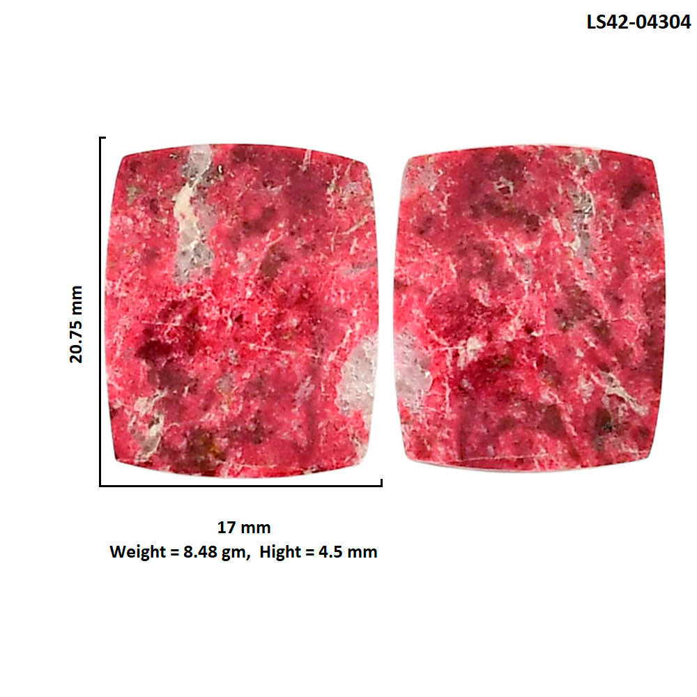 Pink Thulite Pair 17x20.75x4.5 mm Baguette Shape Polished Gemstone LS42-04304