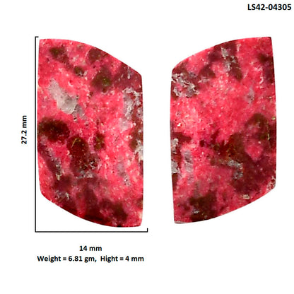 Pink Thulite Pair 14x27.2x4 mm Fancy Shape Polished Gemstone LS42-04305