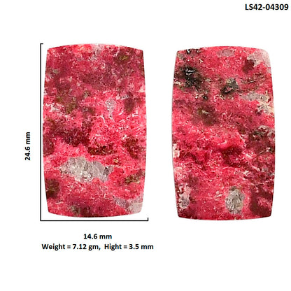 Pink Thulite Pair 14.6x24.6x3.5 mm Baguette Shape Polished Gemstone LS42-04309