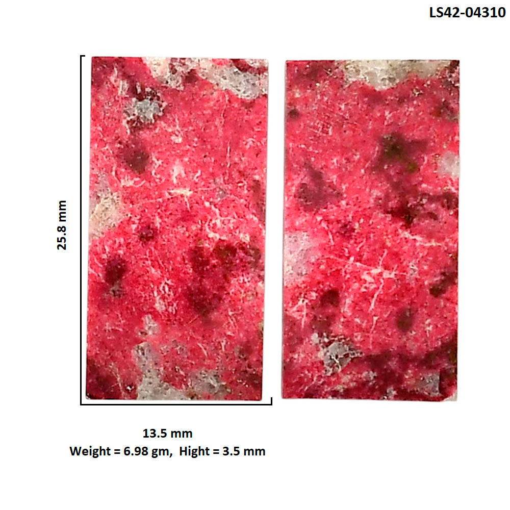 Pink Thulite Pair 13.5x25.8x3.5 mm Baguette Shape Polished Gemstone LS42-04310