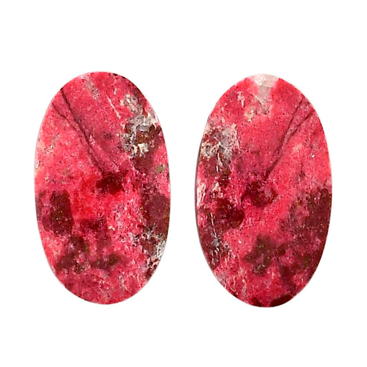 Pink Thulite Pair 15x25.4x4.5 mm Oval Shape Polished Gemstone LS42-04311