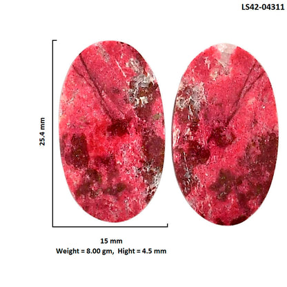 Pink Thulite Pair 15x25.4x4.5 mm Oval Shape Polished Gemstone LS42-04311
