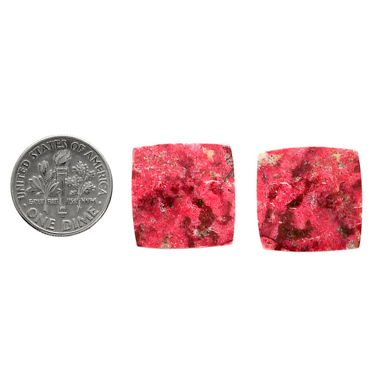 Pink Thulite Pair 18.5x18.6x3.7 mm Baguette Shape Polished Gemstone LS42-04312