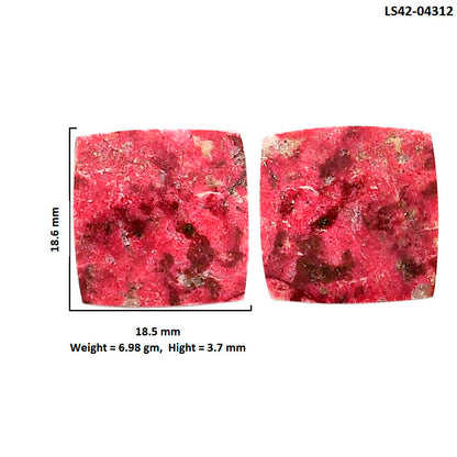 Pink Thulite Pair 18.5x18.6x3.7 mm Baguette Shape Polished Gemstone LS42-04312