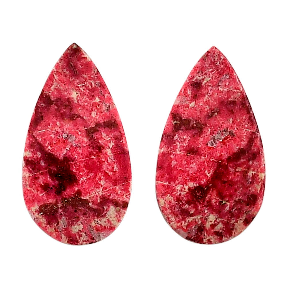 Pink Thulite Pair 15x27.2x3.5 mm Pear Shape Polished Gemstone LS42-04313