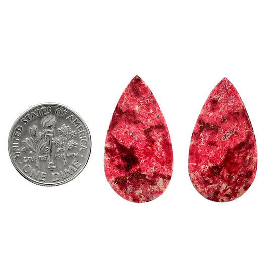 Pink Thulite Pair 15x27.2x3.5 mm Pear Shape Polished Gemstone LS42-04313