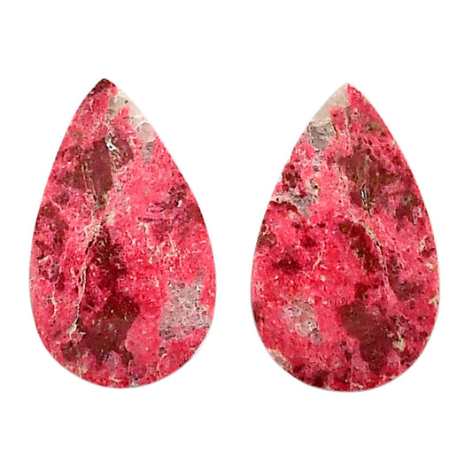 Pink Thulite Pair 15.3x25.25x4 mm Pear Shape Polished Gemstone LS42-04315