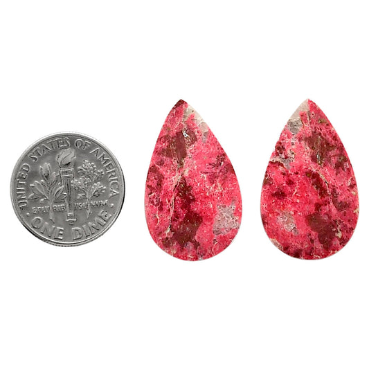 Pink Thulite Pair 15.3x25.25x4 mm Pear Shape Polished Gemstone LS42-04315