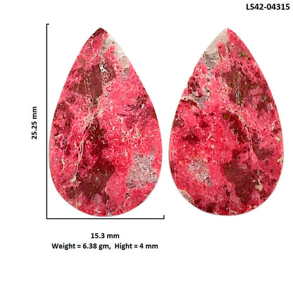 Pink Thulite Pair 15.3x25.25x4 mm Pear Shape Polished Gemstone LS42-04315