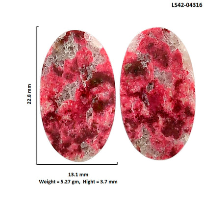 Pink Thulite Pair 13.1x22.8x3.7 mm Oval Shape Polished Gemstone LS42-04316