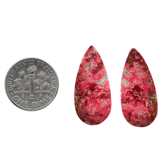 Pink Thulite Pair 12.2x26.4x3.5 mm Pear Shape Polished Gemstone LS42-04317
