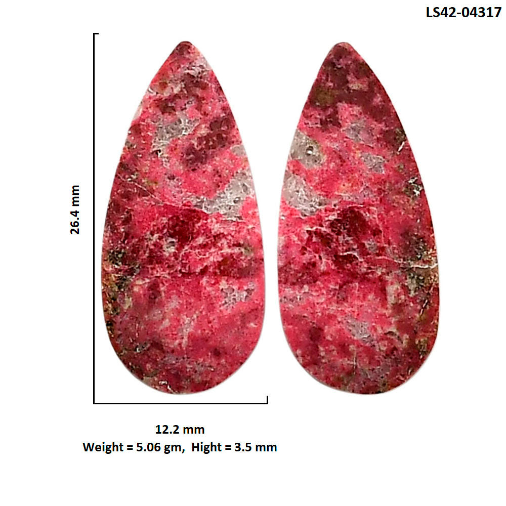 Pink Thulite Pair 12.2x26.4x3.5 mm Pear Shape Polished Gemstone LS42-04317