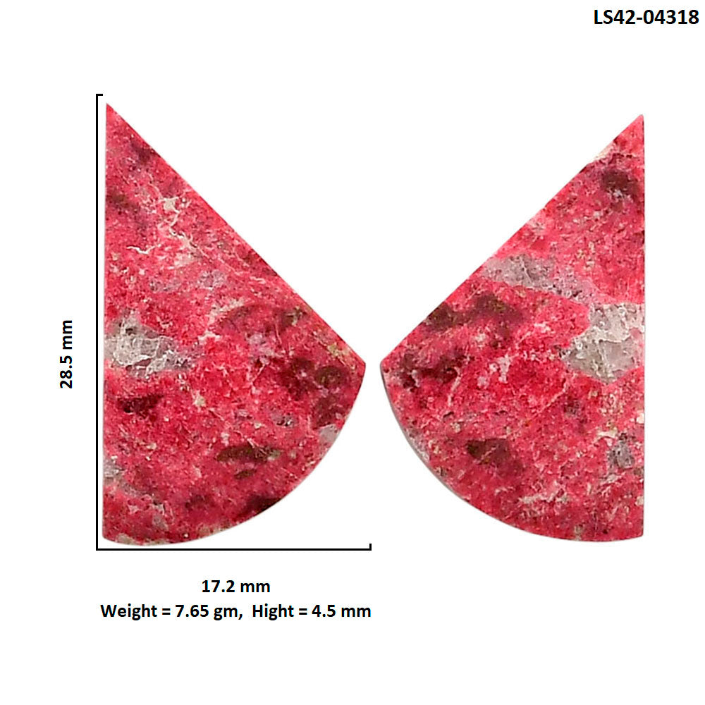 Pink Thulite Pair 17.2x28.5x4.5 mm Fancy Shape Polished Gemstone LS42-04318