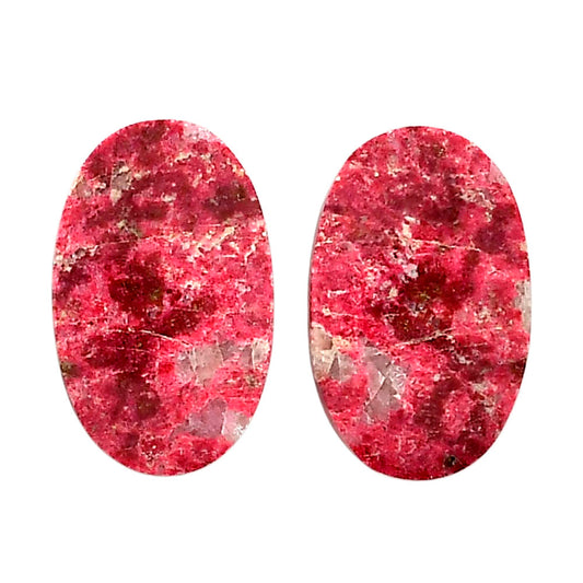 Pink Thulite Pair 15.5x24.8x4 mm Oval Shape Polished Gemstone LS42-04319