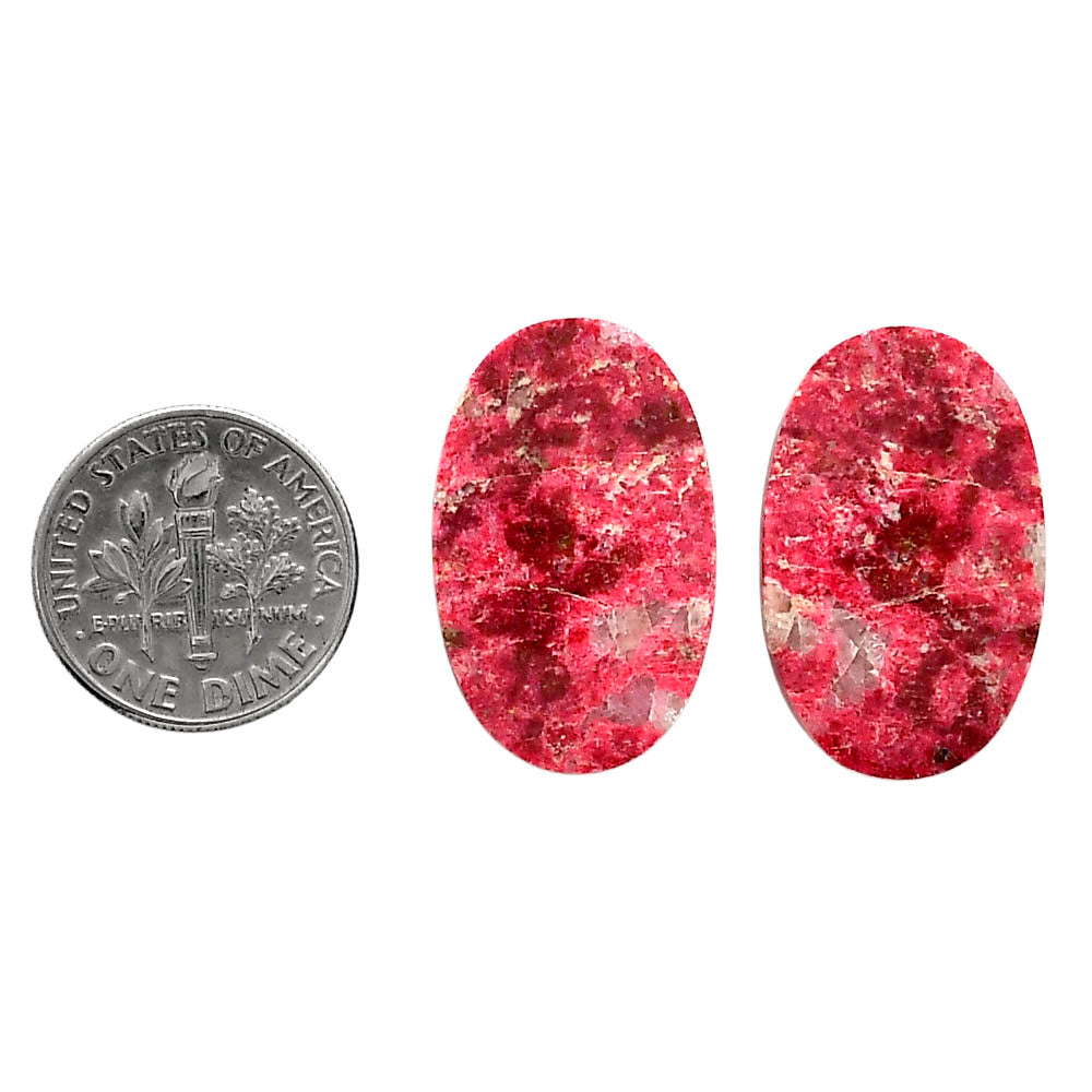 Pink Thulite Pair 15.5x24.8x4 mm Oval Shape Polished Gemstone LS42-04319