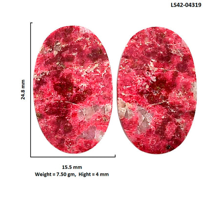 Pink Thulite Pair 15.5x24.8x4 mm Oval Shape Polished Gemstone LS42-04319
