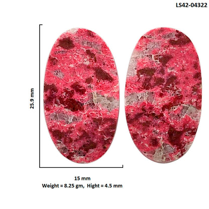 Pink Thulite Pair 15x25.9x4.5 mm Oval Shape Polished Gemstone LS42-04322