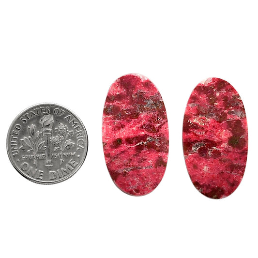Pink Thulite Pair 14.6x26.6x4 mm Oval Shape Polished Gemstone LS42-04323