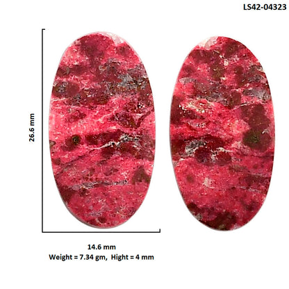 Pink Thulite Pair 14.6x26.6x4 mm Oval Shape Polished Gemstone LS42-04323