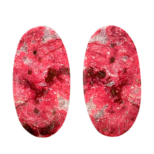 Pink Thulite Pair 14.3x27.7x4.4 mm Oval Shape Polished Gemstone LS42-04324