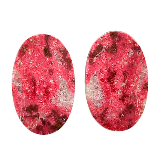 Pink Thulite Pair 15.1x24.2x4 mm Oval Shape Polished Gemstone LS42-04325