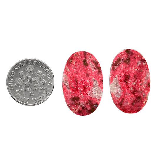 Pink Thulite Pair 15.1x24.2x4 mm Oval Shape Polished Gemstone LS42-04325
