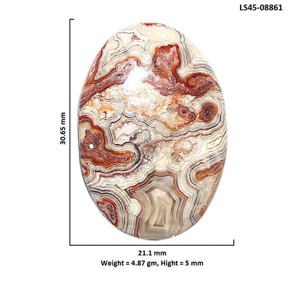 Laguna Lace Agate 21.1x30.65x5 mm Oval Shape Polished Gemstone LS45-08861
