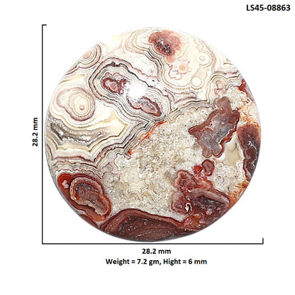 Laguna Lace Agate 28.2x28.2x6 mm Round Shape Polished Gemstone LS45-08863