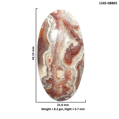 Laguna Lace Agate 21.6x42.15x5.7 mm Oval Shape Polished Gemstone LS45-08865