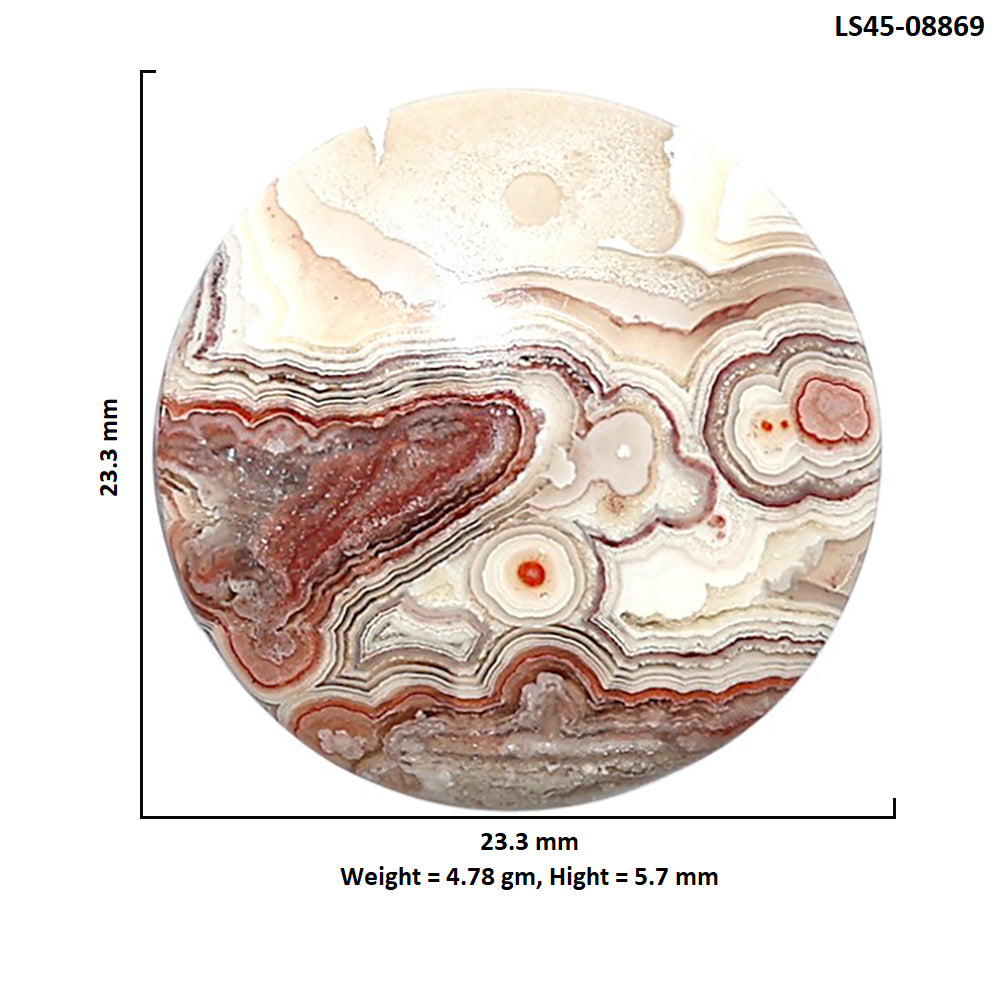 Laguna Lace Agate 23.3x23.3x5.7 mm Round Shape Polished Gemstone LS45-08869
