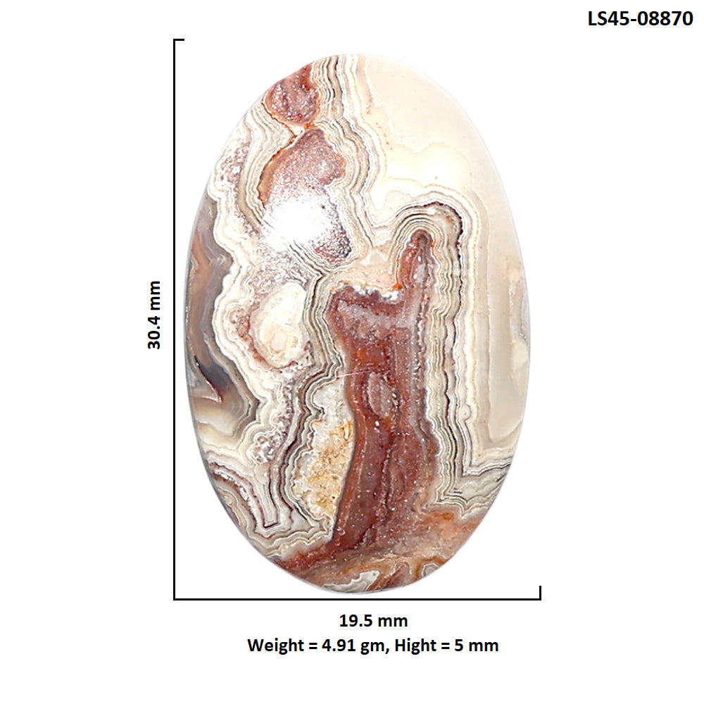 Laguna Lace Agate 19.5x30.4x5 mm Oval Shape Polished Gemstone LS45-08870