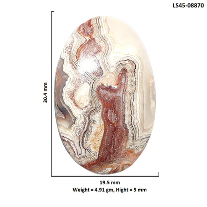 Laguna Lace Agate 19.5x30.4x5 mm Oval Shape Polished Gemstone LS45-08870
