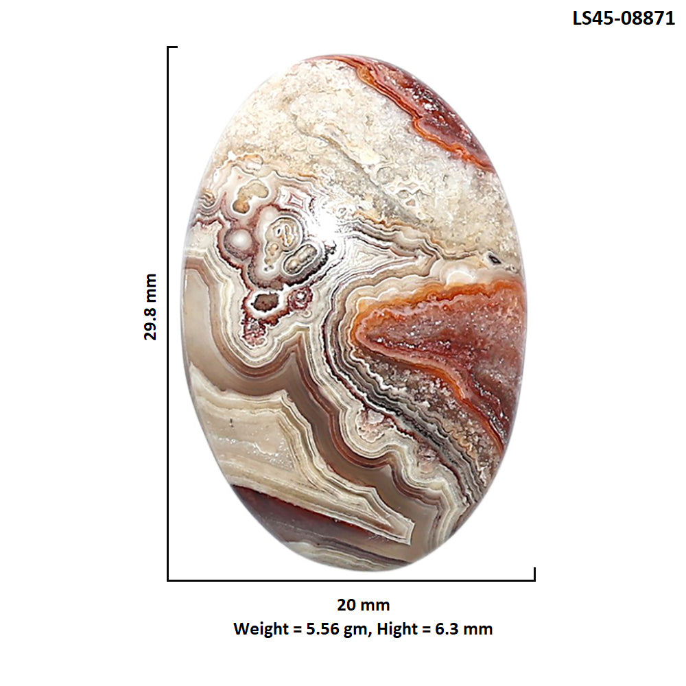 Laguna Lace Agate 20x29.8x6.3 mm Oval Shape Polished Gemstone LS45-08871
