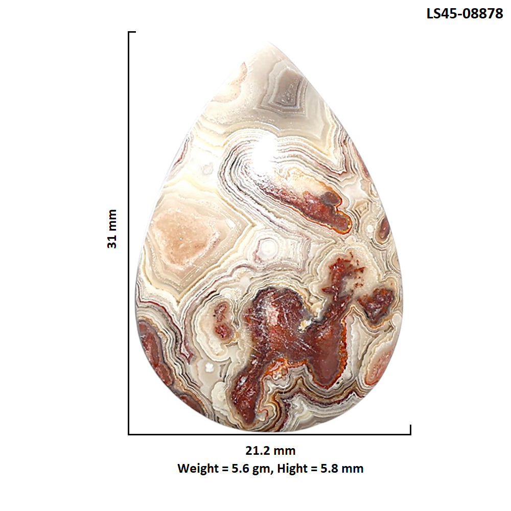 Laguna Lace Agate 21.2x31x5.8 mm Pear Shape Polished Gemstone LS45-08878